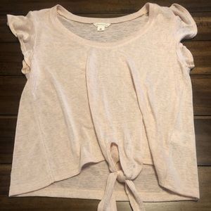 light pink short sleeved shirt